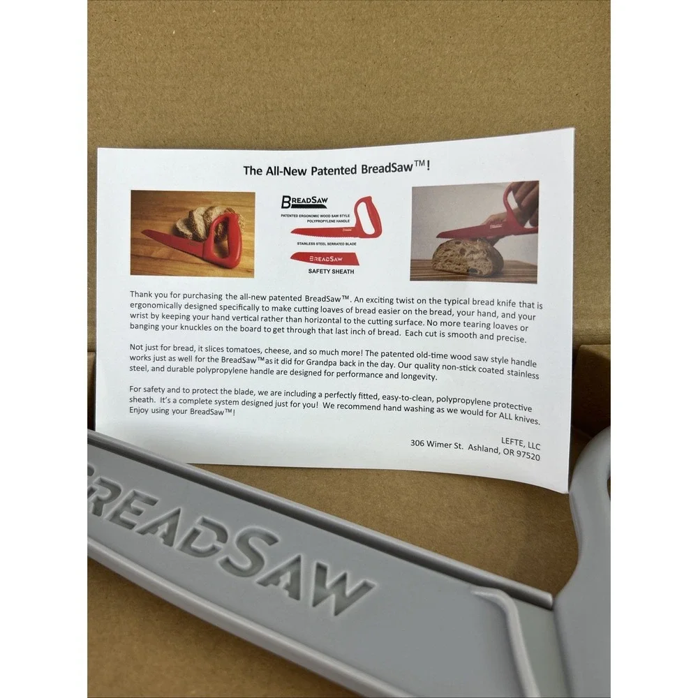 QVC Breadsaw 8 in Gray Serrated Bread Knife for Bread/Meat w/ Blade Guard